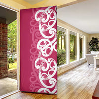 Breast Cancer Awareness Maori Door Cover Koru Kowhaiwhai - Polynesian Pride