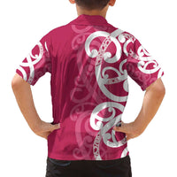 Breast Cancer Awareness Maori Family Matching Off The Shoulder Long Sleeve Dress and Hawaiian Shirt Koru Kowhaiwhai - Polynesian Pride