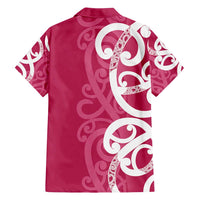 Breast Cancer Awareness Maori Family Matching Off Shoulder Maxi Dress and Hawaiian Shirt Koru Kowhaiwhai - Polynesian Pride