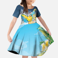 Funny Tropical Christmas Kid Short Sleeve Dress Tis The Season To Get Tipsy LT7 KID Colorful - Polynesian Pride