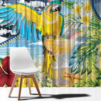 Funny Tropical Christmas Window Curtain Tis The Season To Get Tipsy