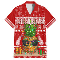 Hawaii Pineapple Christmas Family Matching Summer Maxi Dress and Hawaiian Shirt Mele Kalikimaka LT7 Dad's Shirt - Short Sleeve Red - Polynesian Pride