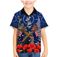 Anzac Family Matching Mermaid Dress and Hawaiian Shirt Ausralia Aboriginal Mix New Zealand Slouch Hats LT7 Son's Shirt Blue - Polynesian Pride
