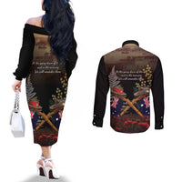 Australia - New Zealand ANZAC Couples Matching Off The Shoulder Long Sleeve Dress and Long Sleeve Button Shirt Gallipoli ANZAC Cove Landing