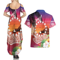 Kia Orana Cook Islands Couples Matching Summer Maxi Dress and Hawaiian Shirt Sunset Dream LT7 - Polynesian Pride