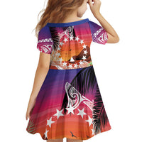 Kia Orana Cook Islands Family Matching Off Shoulder Short Dress and Hawaiian Shirt Sunset Dream