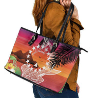 Kia Orana Cook Islands Leather Tote Bag Sunset Dream LT7 - Polynesian Pride