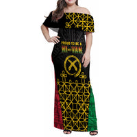 Vanuatu Indipendens Dei Family Matching Off Shoulder Maxi Dress and Hawaiian Shirt Tribal Sand Drawing LT7 Mom's Dress Colorful - Polynesian Pride