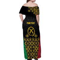 Vanuatu Indipendens Dei Family Matching Off Shoulder Maxi Dress and Hawaiian Shirt Tribal Sand Drawing LT7 - Polynesian Pride