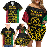 Vanuatu Indipendens Dei Family Matching Off Shoulder Short Dress and Hawaiian Shirt Tribal Sand Drawing LT7 - Polynesian Pride