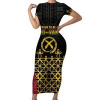 Vanuatu Indipendens Dei Family Matching Short Sleeve Bodycon Dress and Hawaiian Shirt Tribal Sand Drawing