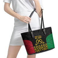 Vanuatu Indipendens Dei Leather Tote Bag Tribal Sand Drawing LT7 - Polynesian Pride