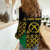 Vanuatu Indipendens Dei Women Casual Shirt Tribal Sand Drawing