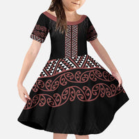 Maori Taniko Patterns Family Matching Mermaid Dress and Hawaiian Shirt Brown Niho Taniwha Mix Paatiki Motifs