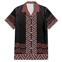 Maori Taniko Patterns Family Matching Off Shoulder Maxi Dress and Hawaiian Shirt Brown Niho Taniwha Mix Paatiki Motifs