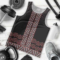 Maori Taniko Patterns Men Tank Top Brown Niho Taniwha Mix Paatiki Motifs