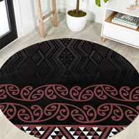 Maori Taniko Patterns Round Carpet Brown Niho Taniwha Mix Paatiki Motifs