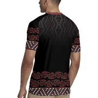 Maori Taniko Patterns Rugby Jersey Brown Niho Taniwha Mix Paatiki Motifs LT7 - Polynesian Pride