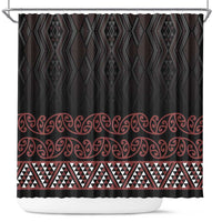 Maori Taniko Patterns Shower Curtain Brown Niho Taniwha Mix Paatiki Motifs
