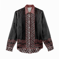 Maori Taniko Patterns Women Casual Shirt Brown Niho Taniwha Mix Paatiki Motifs