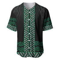Maori Taniko Patterns Baseball Jersey Pounamu Niho Taniwha Mix Paatiki Motifs LT7 Green - Polynesian Pride