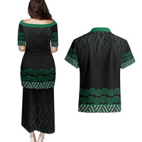 Maori Taniko Patterns Couples Matching Puletasi and Hawaiian Shirt Pounamu Niho Taniwha Mix Paatiki Motifs