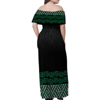 Maori Taniko Patterns Family Matching Off Shoulder Maxi Dress and Hawaiian Shirt Pounamu Niho Taniwha Mix Paatiki Motifs