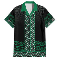 Maori Taniko Patterns Family Matching Short Sleeve Bodycon Dress and Hawaiian Shirt Pounamu Niho Taniwha Mix Paatiki Motifs LT7 Dad's Shirt - Short Sleeve Green - Polynesian Pride