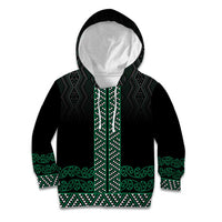 Maori Taniko Patterns Kid Hoodie Pounamu Niho Taniwha Mix Paatiki Motifs