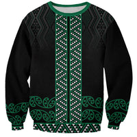 Maori Taniko Patterns Sweatshirt Pounamu Niho Taniwha Mix Paatiki Motifs