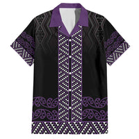 Maori Taniko Patterns Family Matching Long Sleeve Bodycon Dress and Hawaiian Shirt Purple Niho Taniwha Mix Paatiki Motifs LT7 Dad's Shirt - Short Sleeve Purple - Polynesian Pride