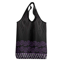 Maori Taniko Patterns Grocery Bag Purple Niho Taniwha Mix Paatiki Motifs