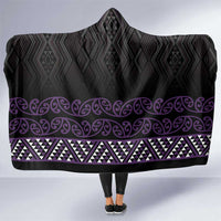 Maori Taniko Patterns Hooded Blanket Purple Niho Taniwha Mix Paatiki Motifs