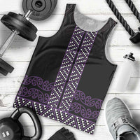 Maori Taniko Patterns Men Tank Top Purple Niho Taniwha Mix Paatiki Motifs
