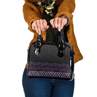 Maori Taniko Patterns Shoulder Handbag Purple Niho Taniwha Mix Paatiki Motifs