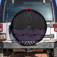 Maori Taniko Patterns Spare Tire Cover Purple Niho Taniwha Mix Paatiki Motifs