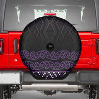 Maori Taniko Patterns Spare Tire Cover Purple Niho Taniwha Mix Paatiki Motifs