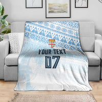 Fiji Rugby Custom Kaiviti Masi Blanket Turquoise LT7 - Polynesian Pride