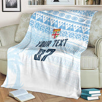 Fiji Rugby Custom Kaiviti Masi Blanket Turquoise LT7 - Polynesian Pride