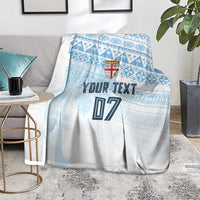 Fiji Rugby Custom Kaiviti Masi Blanket Turquoise LT7 - Polynesian Pride