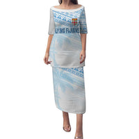 Fiji Rugby Custom Kaiviti Masi Puletasi Turquoise LT7 Long Dress Turquoise - Polynesian Pride