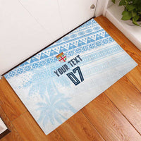 Fiji Rugby Custom Kaiviti Masi Rubber Doormat Turquoise LT7 - Polynesian Pride