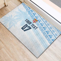 Fiji Rugby Custom Kaiviti Masi Rubber Doormat Turquoise LT7 - Polynesian Pride