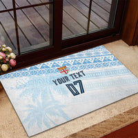 Fiji Rugby Custom Kaiviti Masi Rubber Doormat Turquoise LT7 - Polynesian Pride