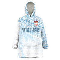 Fiji Rugby Custom Kaiviti Masi Wearable Blanket Hoodie Turquoise - Polynesian Pride