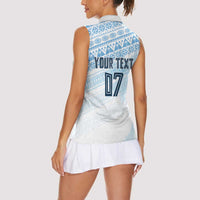 Fiji Rugby Custom Kaiviti Masi Women Sleeveless Polo Shirt Turquoise - Polynesian Pride