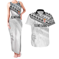 Fiji Rugby Custom Kaiviti Masi Couples Matching Tank Maxi Dress and Hawaiian Shirt Black - Polynesian Pride