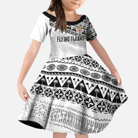 Fiji Rugby Custom Kaiviti Masi Family Matching Long Sleeve Bodycon Dress and Hawaiian Shirt Black - Polynesian Pride