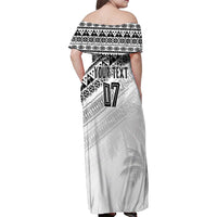 Fiji Rugby Custom Kaiviti Masi Family Matching Off Shoulder Maxi Dress and Hawaiian Shirt Black - Polynesian Pride