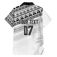 Fiji Rugby Custom Kaiviti Masi Family Matching Off Shoulder Short Dress and Hawaiian Shirt Black - Polynesian Pride